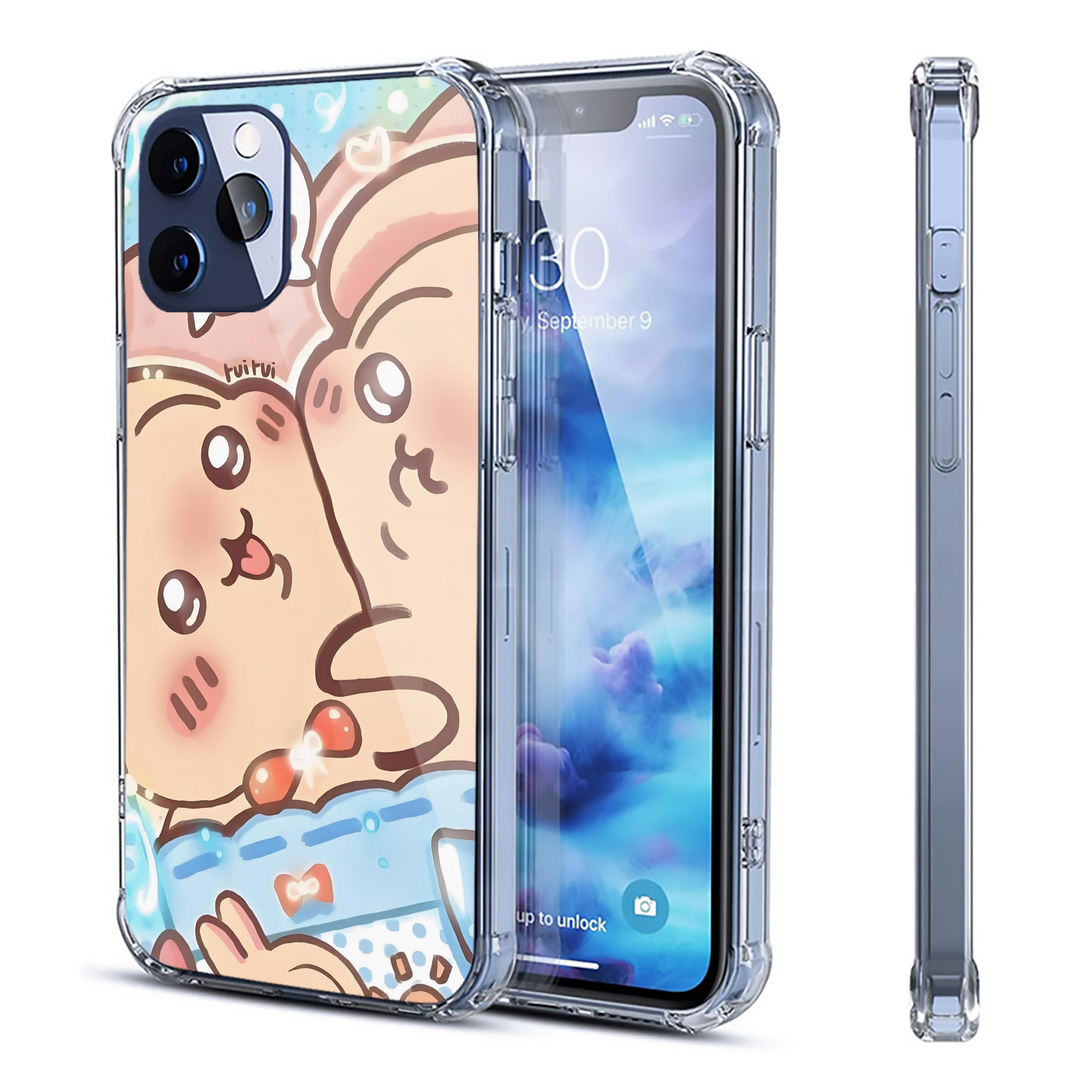 （画像用） ちいかわ Chii-kawa 【iPhone 12シリーズ対応】透明スマホケース（クリアソフトケース）